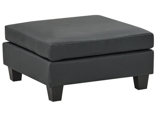 Fotskammel Svart Imitert skinn 76 x 76 cm Kvadratisk form Svarte ben Moderne og minimalistisk stil Puff Stue Modulsofa