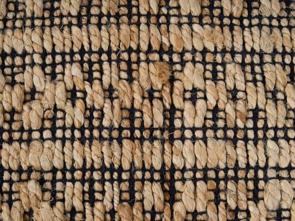 Puff Beige Jute Bomull EPS-Fylling Firkantet Ottoman Fotskammel Stue Boho stil