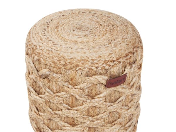 Ramme jute beige EPS perlefyld 40 x 40 cm håndlavet flettet rund boheme stue opholdsrum