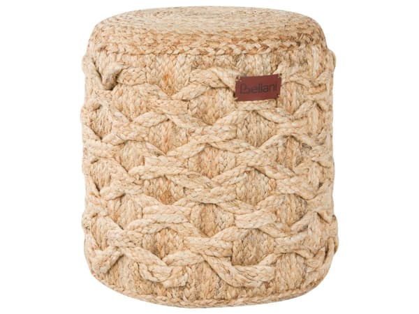 Ramme jute beige EPS perlefyld 40 x 40 cm håndlavet flettet rund boheme stue opholdsrum