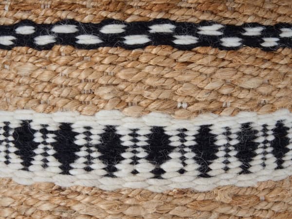 Puff Beige Jute Ull ⌀ 40 cm EPS-fylling Ottoman Fotskammel Stue Boho stil