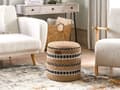 Miniatyrbilde 2 av 5: Puff Beige Jute Ull ⌀ 40 cm EPS-fylling Ottoman Fotskammel Stue Boho stil