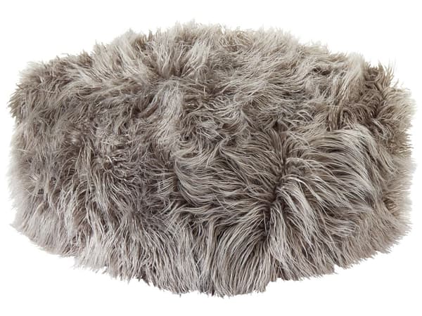 Puff Grå EPS-pärlor Fyllning Fuskpäls Fast Mönster Kvadratisk Boho Modern Tyg Fotpall