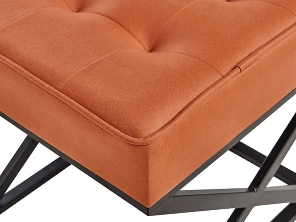Fotpall Orange Polyester med Metallben Sovrum Vardagsrum Sittmöbler Tillbehör