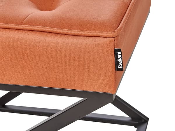 Fotpall Orange Polyester med Metallben Sovrum Vardagsrum Sittmöbler Tillbehör