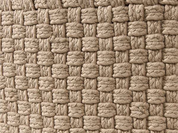 Puf Beige 50 x 50 cm Udendørs Havepuf Flettet Fodskammel til Terrasse Håndvævet Udepuf Rund