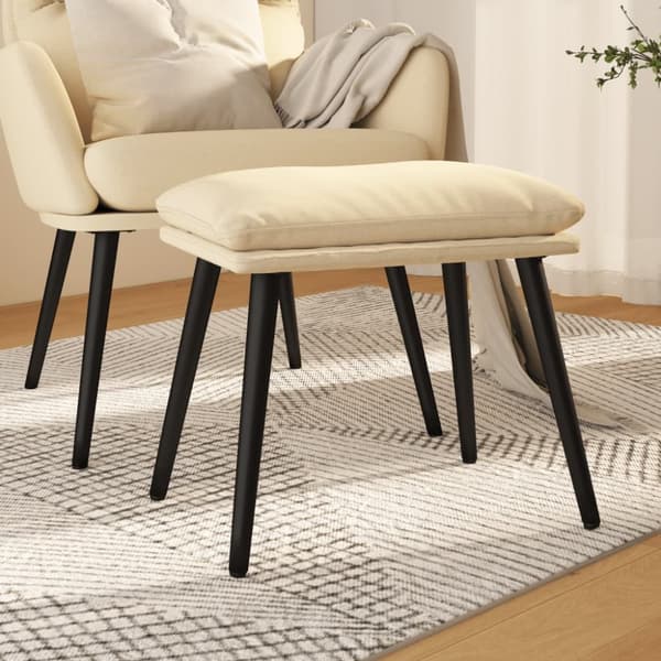 Fotpall gräddvit 45x29,5x35 cm tyg