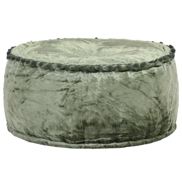 Rund sammetspuff 40x20 cm grön