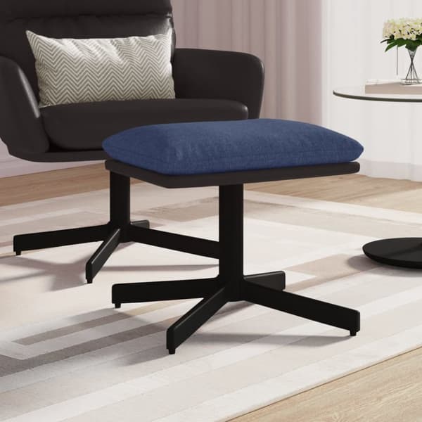 Fotpall blå 60x60x36 cm tyg och konstläder