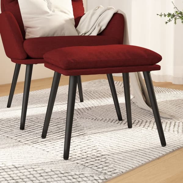 Fotpall vinröd 45x29,5x35 cm tyg