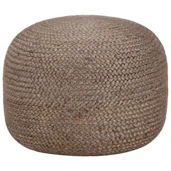 Handgjord sittpuff ljusgrå 45x30 cm jute