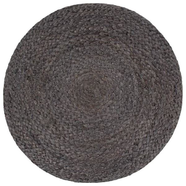 Handgjord sittpuff mörkgrå 45x30 cm jute