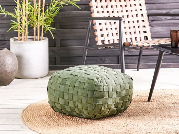 Havepuf Grønt syntetisk materiale 50 x 50 cm Udendørs ottoman Håndvævet Boho Style