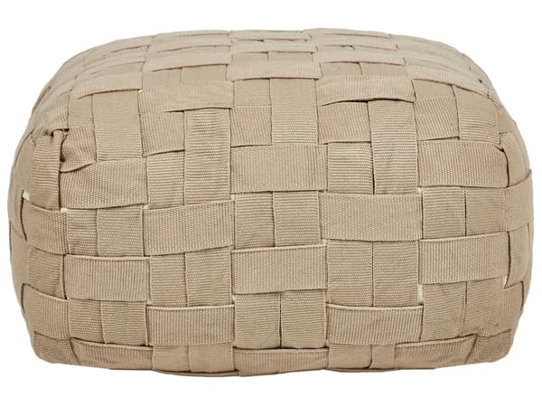 Havepuf Beige Syntetisk materiale 50 x 50 cm Udendørs ottoman Håndvævet Boho Style