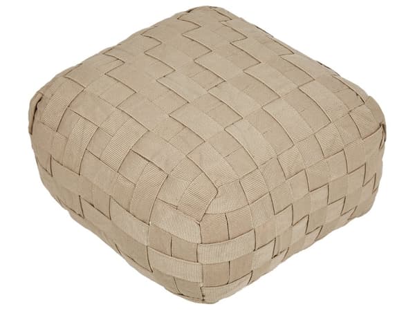 Havepuf Beige Syntetisk materiale 50 x 50 cm Udendørs ottoman Håndvævet Boho Style