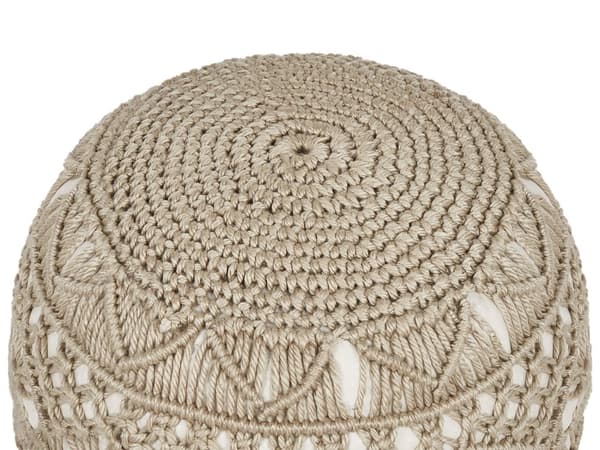 Havepuf Beige Syntetisk materiale 50 x 50 cm Udendørs ottoman Håndvævet Boho Style