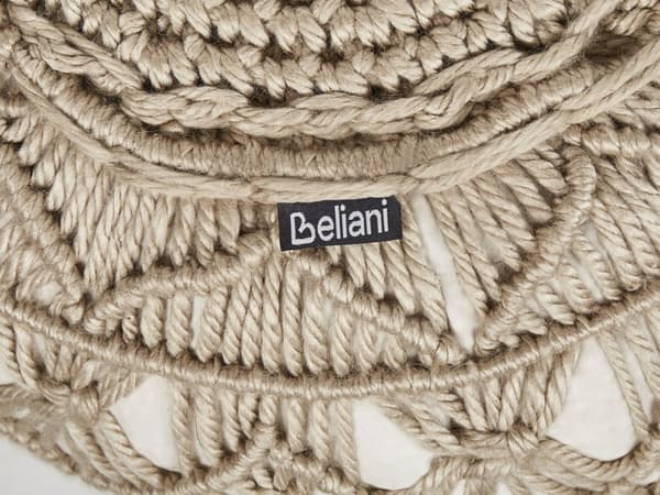 Havepuf Beige Syntetisk materiale 50 x 50 cm Udendørs ottoman Håndvævet Boho Style
