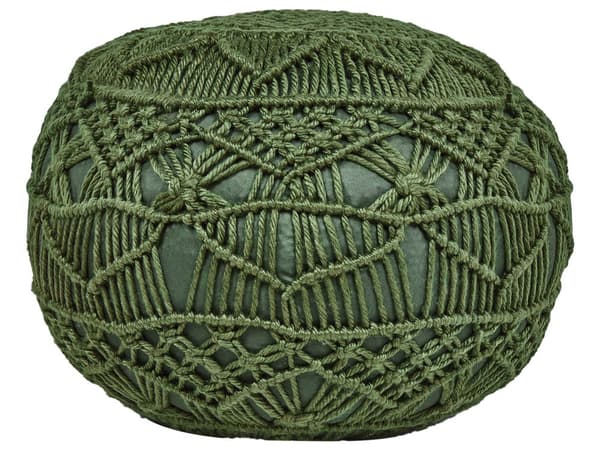 Hagepuff Grønn Syntetisk Materiale 50 x 50 cm Utendørs Ottoman Håndvevd Boho Style