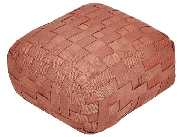 Hagepuff Lys Rød Syntetisk Materiale 50 x 50 cm Utendørs Ottoman Håndvevd Boho Style