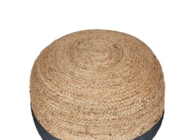 Puff Marineblå Jute EPS-kuler 50 x 40 cm Rund form Bohemsk stil Gulvpute Boligtilbehør