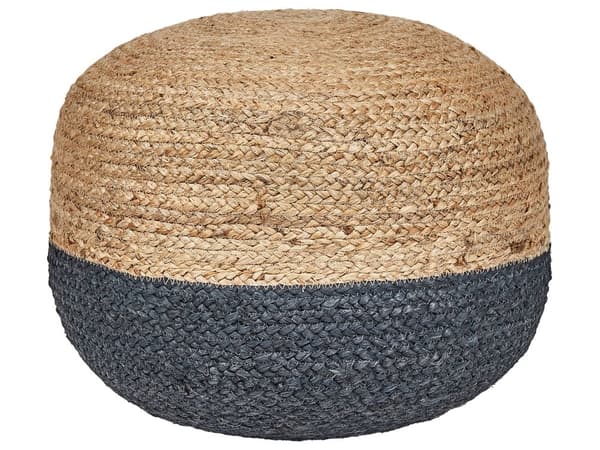 Puff Marineblå Jute EPS-kuler 50 x 40 cm Rund form Bohemsk stil Gulvpute Boligtilbehør