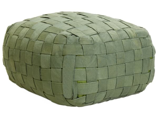 Trädgårdspuff Grön Syntetmaterial 50 x 50 cm Utomhus Handvävd Boho Stil