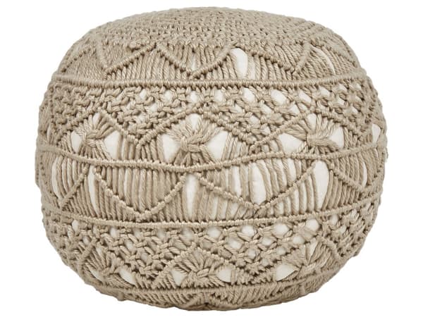 Trädgårdspuff Beige Syntetmaterial 50 x 50 cm Utomhus Handvävd Boho Stil