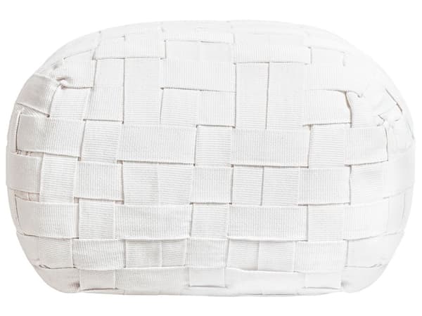 Trädgårdspuff Off-White Syntetmaterial 50 x 50 cm Utomhus Handvävd Boho Stil