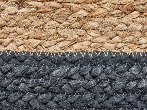 Puff Marinblå Jute EPS-Pärlor Fyllning 50 x 50 x 40 cm Rund Fotpall Boho Stil Hemtillbehör