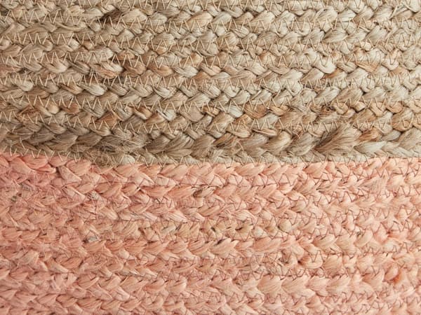 Puff Persikorosa Jute EPS-Pärlor Fyllning 50 x 50 x 40 cm Rund Fotpall Boho Stil Hemtillbehör