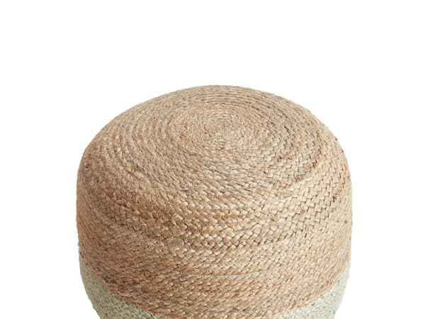 Puff Ljusgrön Jute EPS-Pärlor Fyllning 50 x 50 x 40 cm Rund Fotpall Boho Stil Hemtillbehör