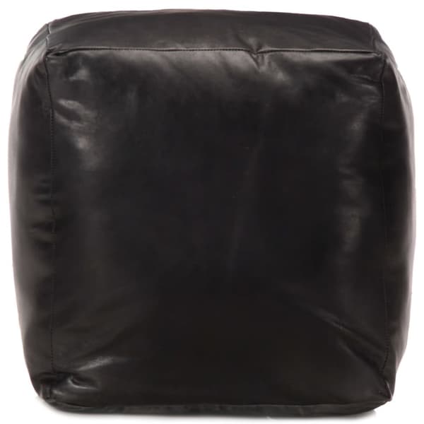 Sittpuff svart 40x40x40 cm äkta getskinn
