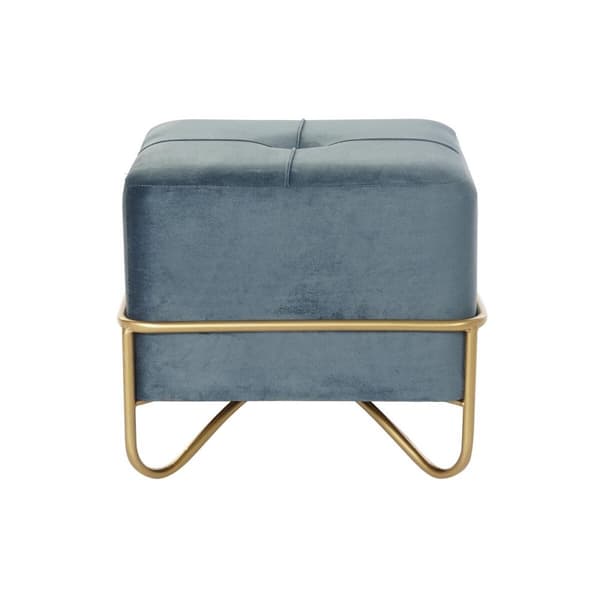 Sittpall DKD Home Decor 8424001850921 Blå Multicolour Gyllene Skum Metall Trä MDF 42 x 42 x 38 cm