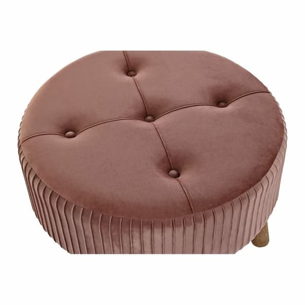 Fotpall DKD Home Decor Naturell Trä Sammet Ljusrosa (61 x 61 x 38 cm)