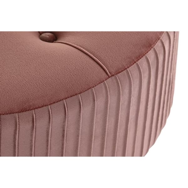 Fotpall DKD Home Decor Naturell Trä Sammet Ljusrosa (61 x 61 x 38 cm)