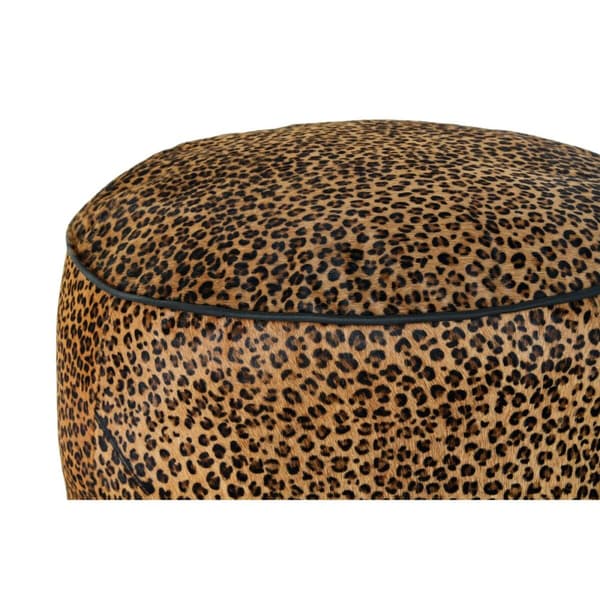Fotpall DKD Home Decor 46 x 46 x 50 cm Svart Brun Leopard Kolonial