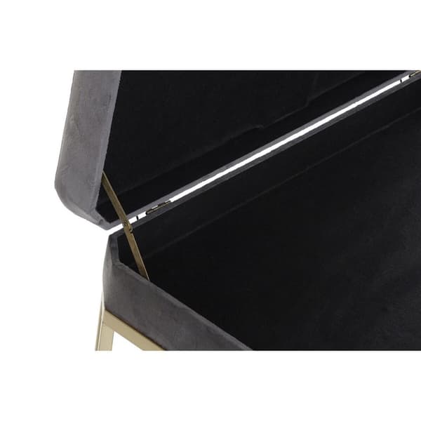 Sittpall DKD Home Decor   Grå Gyllene Metall Sammet (80 x 40 x 47 cm)