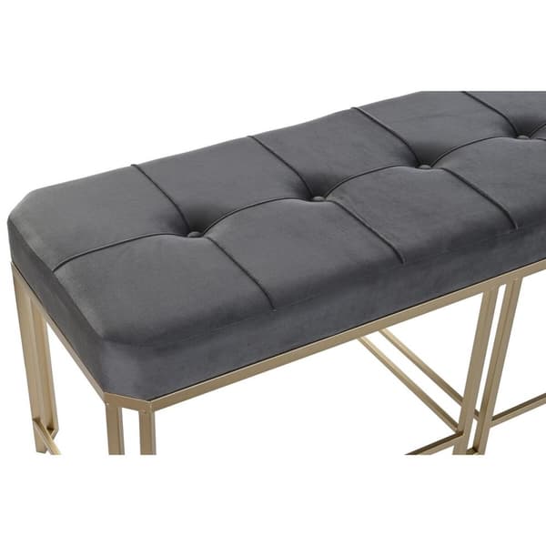Sittpall DKD Home Decor   Grå Metall Sammet (120 x 40 x 47 cm)