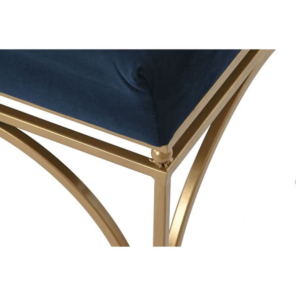 Sittpall DKD Home Decor Blå Gyllene Metall 80 x 40 x 48 cm (2 antal)