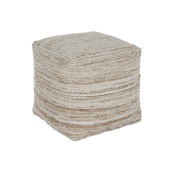 Fotpall Home ESPRIT Vit Naturell 45 x 45 x 45 cm