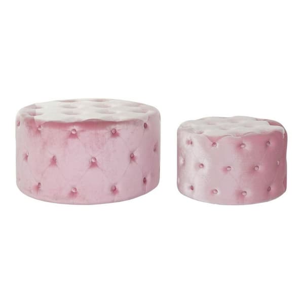 Fodstøtte DKD Home Decor Pink Velvet Træ MDF Glam (2 pcs)