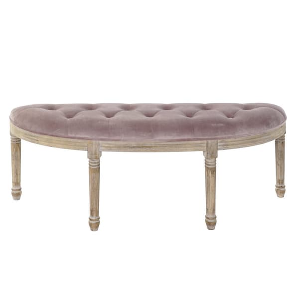 Stol DKD Home Decor Natur Pink Polyester Fløjl Gummitræ (125 x 43 x 48 cm)
