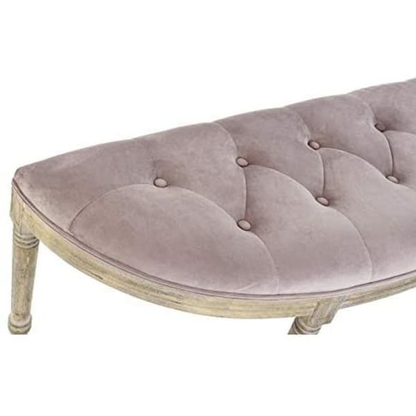 Stol DKD Home Decor Natur Pink Polyester Fløjl Gummitræ (125 x 43 x 48 cm)