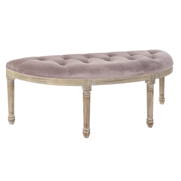 Stol DKD Home Decor Natur Pink Polyester Fløjl Gummitræ (125 x 43 x 48 cm)