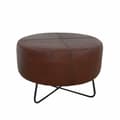 Miniatyrbillede 4 af 4: Fodstøtte DKD Home Decor Sort Metal Brun Læder (55 x 55 x 37 cm)