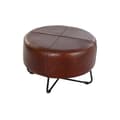 Miniatyrbillede 1 af 4: Fodstøtte DKD Home Decor Sort Metal Brun Læder (55 x 55 x 37 cm)
