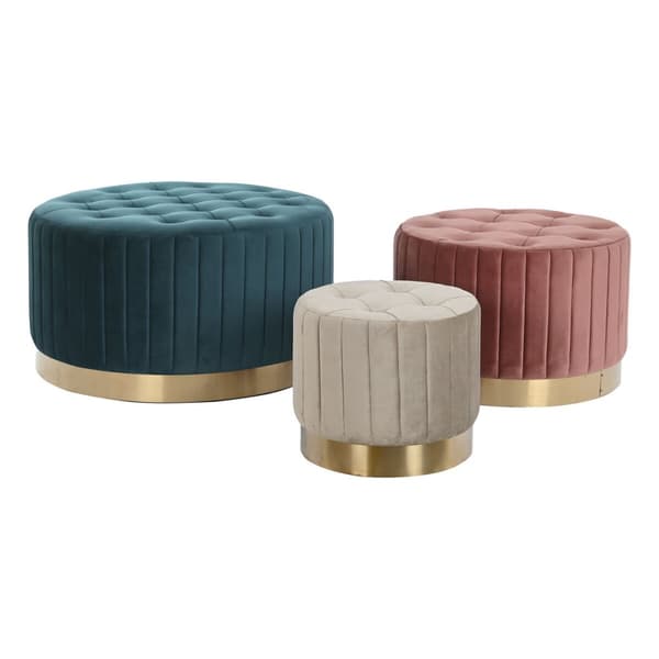 Fodstøtte DKD Home Decor Grøn Grå Bourgogne Gylden Metal Fløjl 80 x 80 x 45 cm