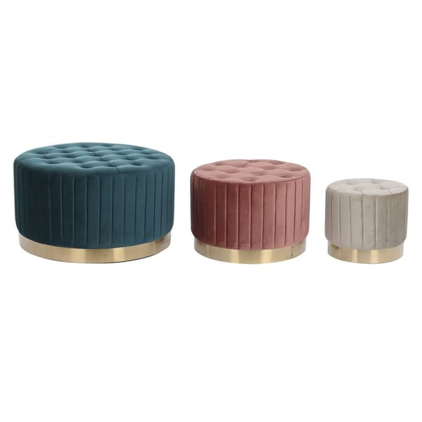 Fodstøtte DKD Home Decor Grøn Grå Bourgogne Gylden Metal Fløjl 80 x 80 x 45 cm