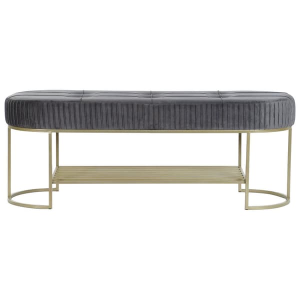 Stol DKD Home Decor Grå Gylden Metal 120 x 40 x 45 cm