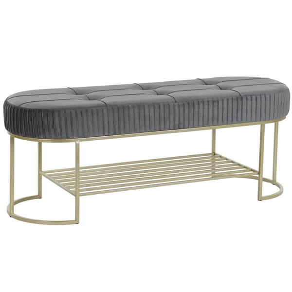 Stol DKD Home Decor Grå Gylden Metal 120 x 40 x 45 cm
